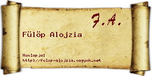 Fülöp Alojzia névjegykártya